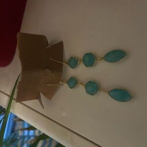 Elegant Gold and Turquoise Drop Earrings